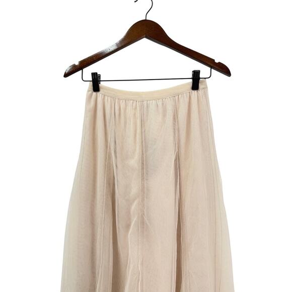 Lulu Fabulous Chicness Cream Tulle High-Rise Pull-on Midi Skirt size Small - Picture 3 of 6